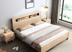 Giường Ngủ Gỗ Tự Nhiên Chân Thấp Phong Cách Mới