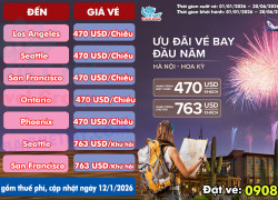 STARLUX Airlines ưu đãi vé đầu năm Hà Nội đi Hoa Kỳ