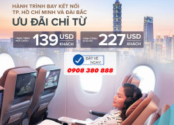 Vé STARLUX TPHCM đi Đài Bắc – Giá chỉ từ 139 USD đầu năm 2026