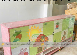 Tủ cặp mầm non, tủ gỗ cặp dép mầm non, tủ đựng balo mầm non