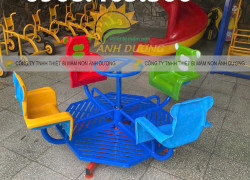 Đu quay trẻ em 4 ghế ngồi, đu quay mầm non 4 chỗ ngồi hình con vật