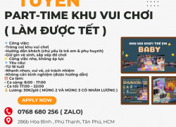 Nhân viên khu vui chơi (PART-TIME, LÀM ĐƯỢC TẾT)