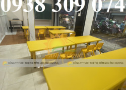 Bàn mầm non chân gập,bàn ghế mầm non, bàn bán nguyệt mầm non