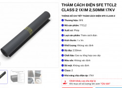 thảm cách điện sfe ttcl2 class 2 1x1m 2,50mm 17kv
