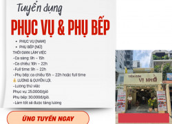 Tuyển Nhân viên phục vụ, phụ bếp Quận Phú Nhuận