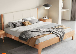 Giường Ngủ Gỗ Tự Nhiên Có Bọc Nệm Đầu Giường Cao Cấp