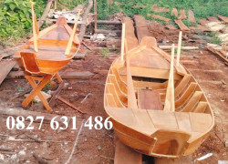 Đóng thuyền gỗ decor trang trí, Xuồng gỗ decor 3m5