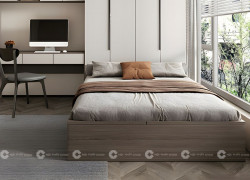 Giường Ngủ Gỗ Công Nghiệp Có Hộc Kéo Tích Hợp Tủ Áo