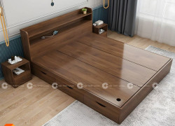 Giường Ngủ Gỗ Công Nghiệp Màu Nâu Vân Gỗ Sang Trọng