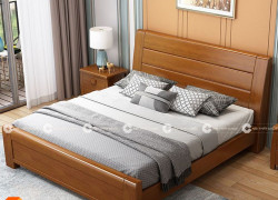 Giường Ngủ Gỗ Sồi Tự Nhiên Thiết Kế Chân Cao Bền Bỉ, Đẳng Cấp