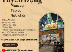 Nhân viên phục vụ, Tạp vụ, Rửa chén Bình Thạnh