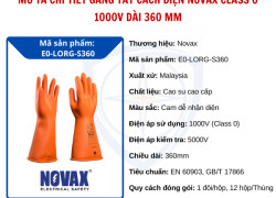 GĂNG TAY CÁCH ĐIỆN NOVAX CLASS 0 1000V DÀI 360 MM