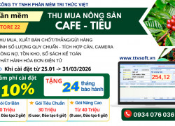 Giảm 10%, tặng 24 tháng bảo hành khi cài đặt Phần mềm mua bán Cafe Tiêu