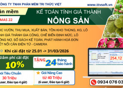 Ưu đãi 10%, 24 tháng bảo hành khi cài đặt Phần mềm thu mua, chế biến nông sản