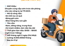 Tuyển Nam Phụ Quán Giao Hàng Bao Ăn Ở