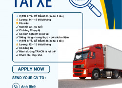 Tuyển Tài xế xe tải bằng B và C Bình Tân