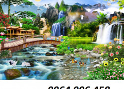 Tranh gạch men 3d phong cảnh đồng quê - CVB8