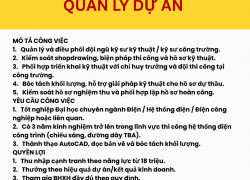 Tuyển Phó Phòng Kỹ thuật - Quản lý dự án