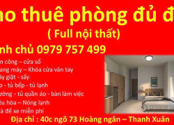 CHO THUÊ PHÒNG FULL NỘI THẤT – NGÕ 73 HOÀNG NGÂN, THANH XUÂN – PHÒNG MỚI 100%