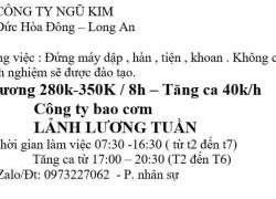 CTY NGŨ KIM tuyển LĐPT đi làm ngay tại Long An