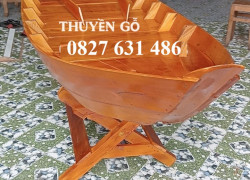 Chuyên thuyền gỗ trưng hải sản, Thuyền decor 3m, Xuồng decor trưng bông