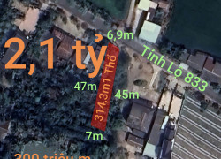 Bán lô đất thổ hai mặt tiền tỉnh lộ 833 giá 2,1tỷ