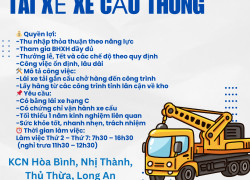 Tuyển Nhân viên Lái xe tải gắn cẩu Thủ Thừa