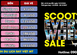 FlyScoot ưu đãi vé máy bay đi Quốc tế