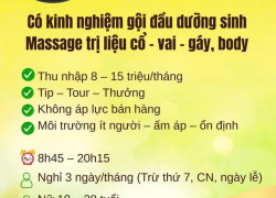 Tuyển CTV nữ masage cổ vai gáy, body làm Lái Thiêu Bình Dương