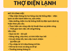 Tuyển Thợ điện lạnh Thanh Khê