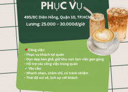 Tuyển Nhân viên phục vụ Quận 10
