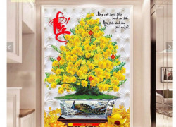 Tranh gạch 3d hoa mai - gạch tranh 3d hoa mai - SDXC67