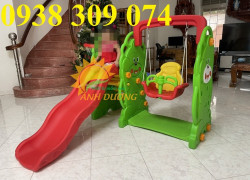 Cầu trượt xích đu con gấu giá rẻ, cầu trượt đơn con gấu