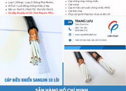 Cáp điều khiển Sangjin 10 lõi có sẵn Hồ Chí Minh, Bình Dương, Đồng Nai