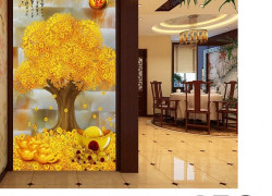 Tranh gạch 3d cây tiền vàng - CV431