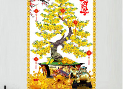 Tranh gạch 3d cây mai vàng - NXCC32