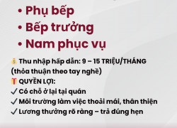 Phụ bếp, Bếp trưởng, Nam phục vụ Q. Phú Nhuận