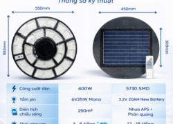 Đèn Cột Tích Hợp NL Mặt Trời CET-212C-400W Sang Trọng