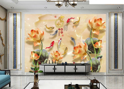 Tranh gạch 3d ốp tường cá chép phong thủy - MXC4