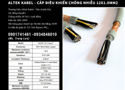 Altek Kabel - Cáp điều khiển chống nhiễu 12x0.5 Bình Định, Phú Yên, Khánh Hòa, Ninh Thuận