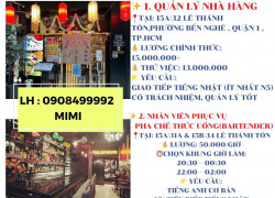 Nhà Hàng Q1 Tuyển Quản Lý Nhà Hàng - NV Pha Chế , Phục Vụ