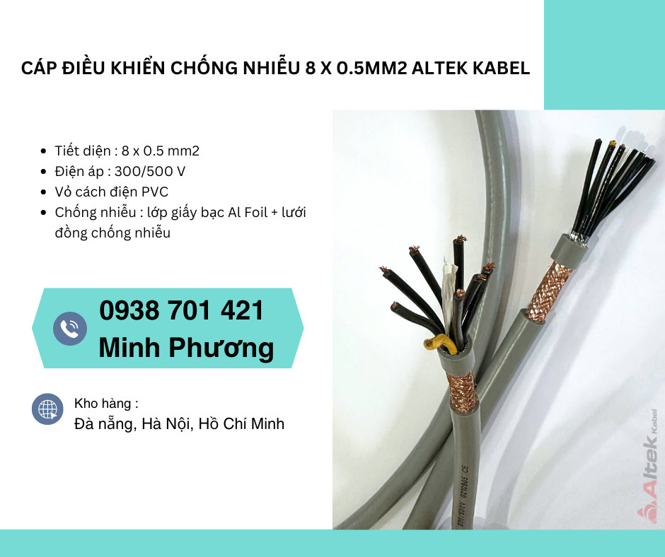 Dây cáp điều khiển có lưới chống nhiễu 8x0.5mm2 giá tốt Đà Nẵng, Nghệ ...