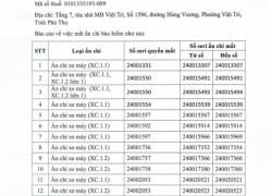 ẤN CHỈ 2025 - CÔNG TY BẢO HIỂM VIETINBANK TÂY BẮC THÔNG BÁO MÂT ẤN CHỈ NĂM 2025 LẦN 2