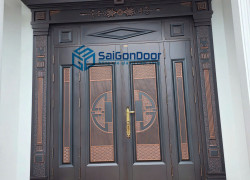 CỬA THÉP VÂN GỖ 2 CÁNH – SANG TRỌNG, CHẮC CHẮN, BỀN ĐẸ
