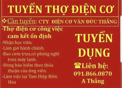 Tuyển thợ điện cơ sửa chữa motor, bơm nước, khoan mài làm ở ĐN