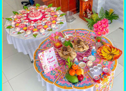 Tone Hồng Ngọt Ngào Trên Mâm Cúng Mụ Cho Bé Gai