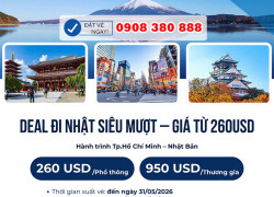 Deal hot đi Nhật – giá khứ hồi chỉ từ 260 USD