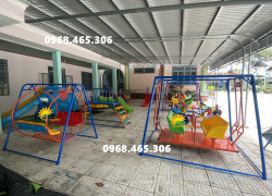 Xích đu trẻ em 3 chỗ ngồi hình con vật , xích đu sắt cho bé mầm non