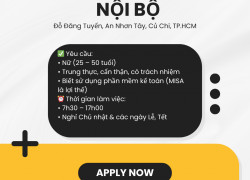 TUYỂN KẾ TOÁN NỘI BỘ CỦ CHI