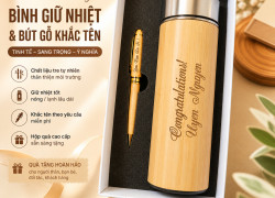 Set Qùa Tặng Bình Giu Nhiệt + bút Khắc logo miễn phí
